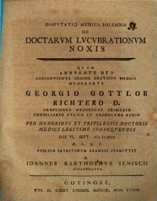 Diss. med. sol. de doctarum lucubrationum noxis
