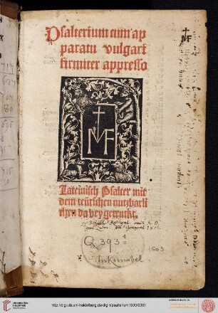Psalterium cum apparatu vulgari firmiter appresso
