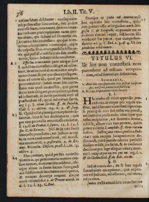 Titulus VI. Ut lite non contestata non procedatur ad testium receptionem, vel ad sententiam definitivam.