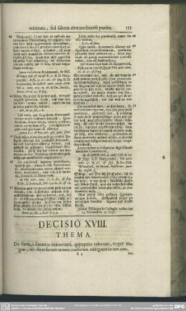 Decisio XVIII. De furto, a foemina minorenni, quinquies reiterato, eoque magno, ob diversarum tamen causarum mitigatoriarum concursum, fustigatione ac confinatione in ergasterio publico punito