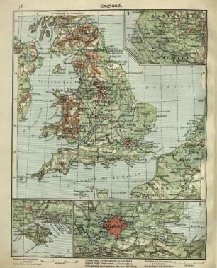 1. Umgebung von Manchester u. Liverpool, 2. Insel Wight, Portsmouth u. Southampton, 3. Umgebung von London u. Themse-Mündung