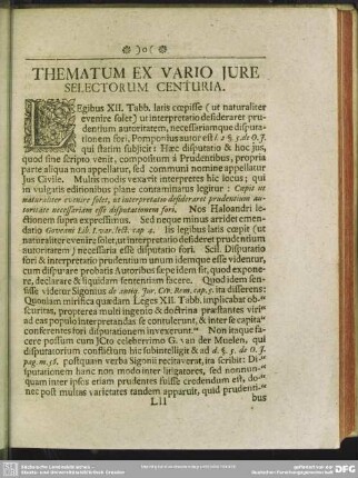 Thematum Ex Vario Jure Selectorum Centuria