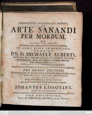Dissertatio Inauguralis Medica, De Arte Sanandi Per Morbum