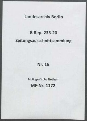 Bibliografische Notizen