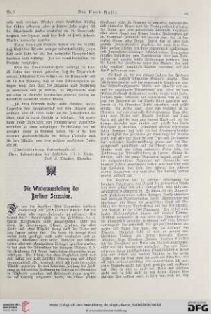 9: Die Winterausstellung der Berliner Sezession