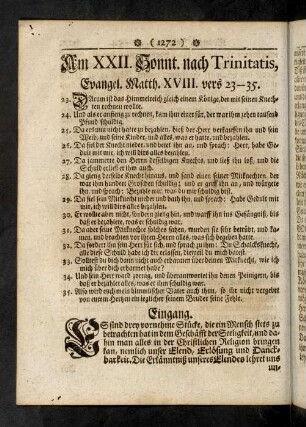 1272-1275, Evangelium; Eingang