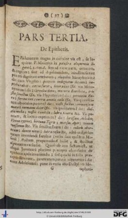 Pars Tertia. De Epithetis.