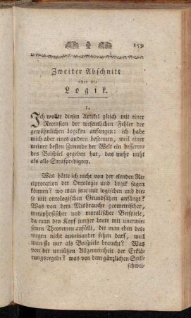 Zweiter Abschnitt über die Logik.