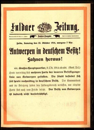 Ausgabe vom Samstag, den 10. Oktober 1914.