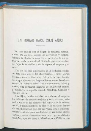 Un hogar hace cien años