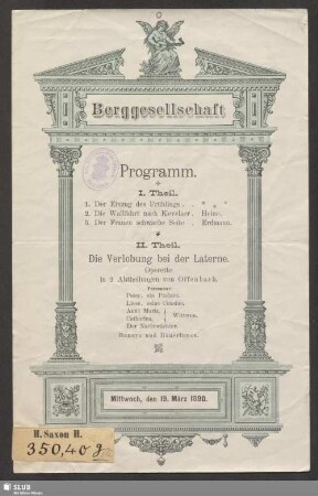 Berggesellschaft - Programm : Mittwoch, den 19. März 1890