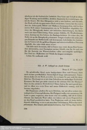August Wilhelm von Schlegel an Jacob Grimm, Bonn, 03.06.1833