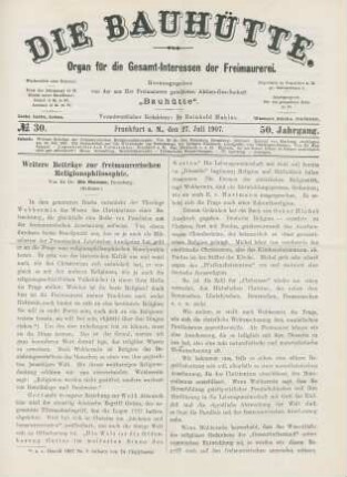 No. 30. Frankfurt a. M., den 27. Juli 1907. 50. Jahrgang.