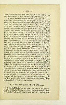 74. Kriege mit Dänemark und Österreich