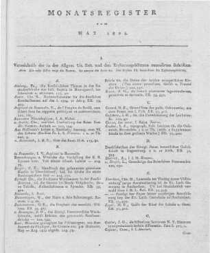 Monatsregister vom May 1824