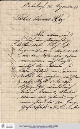 Einzelbrief von n., August an Gehrig, Catherine
