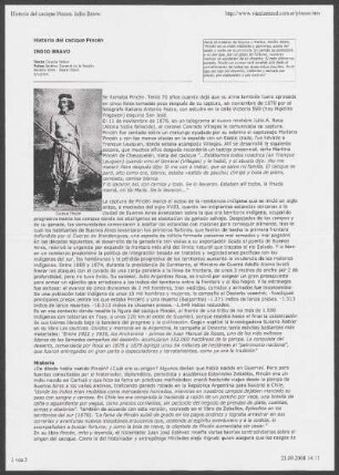 Historia del cacique Pincén - Indio Bravo : Revista "Viva" - Diario Clarín, 5/12/04
