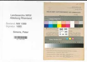 Entnazifizierung Peter Simons , geb. 08.10.1895 (Unterbrandmeister)