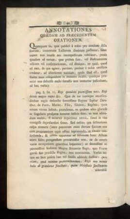 Annotationes Quaedam Ad Praecedentem Orationem