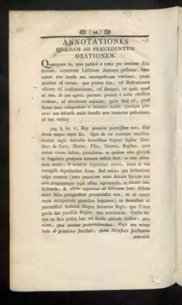Annotationes Quaedam Ad Praecedentem Orationem