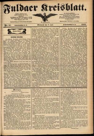 Erste Ausgabe vom Mittwoch, den 08. Juli 1903.