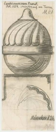 Fischer, Theodor; Kassel; Museum (jetzt: Hessisches Landesmuseum) - Steinknauf am Turm (Ansicht, Detail)