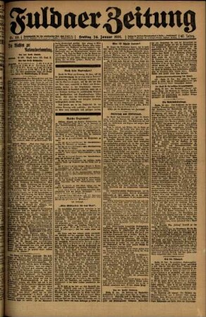 Erste Ausgabe vom Freitag, den 24. Januar 1919.
