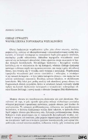 18: Obraz otwarty : współczesna topografia wizualności