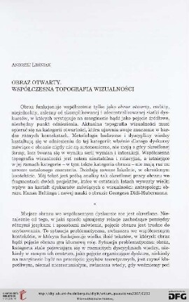 18: Obraz otwarty : współczesna topografia wizualności