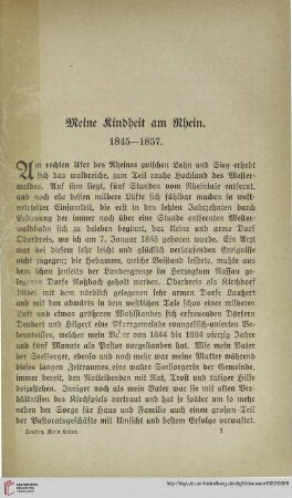Meine Kindheit am Rhein, 1845-1857