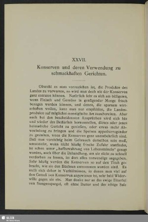 XXVII. Konserven und deren Verwendung zu schmackhaften Gerichten