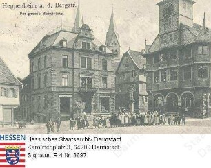 Heppenheim an der Bergstraße, Marktplatz mit Rathaus und Nack'schem Haus