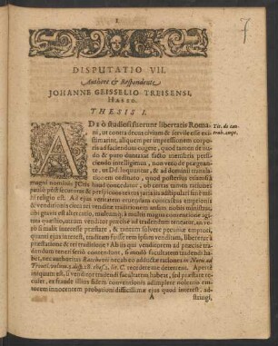 Disputatio VII. Authore et Respondente Johanne Geisselio ...