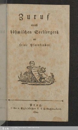 Zuruf eines böhmischen Seelsorgers an seine Pfarrkinder