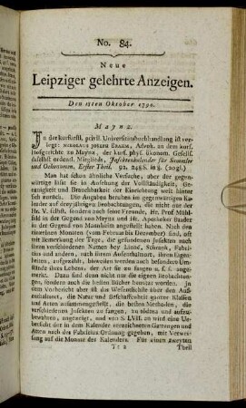 No. 84. Den 18ten Oktober 1790.