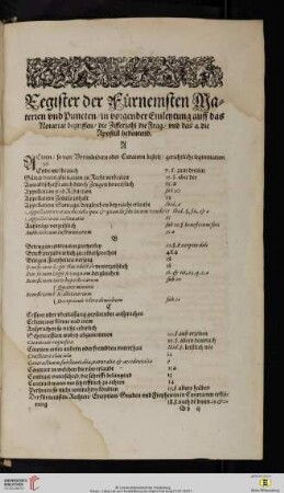 Register der fürnemsten Materien und Puncten [...]