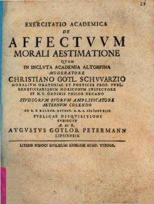 Exercitatio academica de affectvvm morali aestimatione