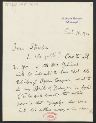 Brief an Willy Strecker an B. Schott's Söhne : 18.10.1928
