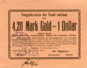 Anklam, Stadt: 4,20 Goldmark 1923
