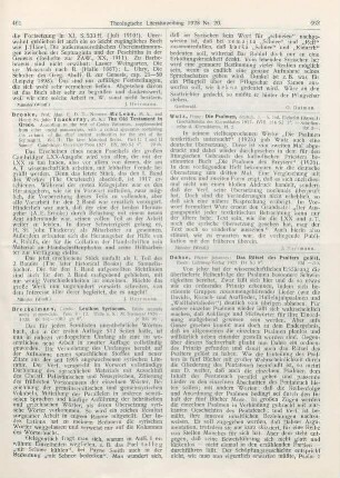 461-462 [Rezension] Brockelmann, Carolo, Lexikon Syriacum. Editio secunda aucta et emendata. Fasc. 8 - 12
