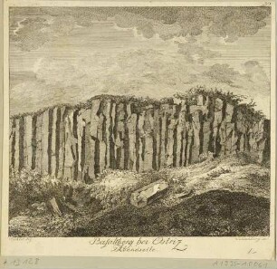 Die Basaltfelsen am Knorrberg westlich von Ostritz in der Oberlausitz (Bernstadt-Dittersbach a. d. E.), aus Leskes Reise durch Sachsen von 1785