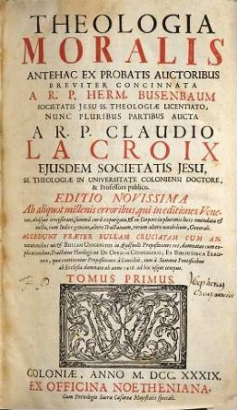 Theologia Moralis, 1