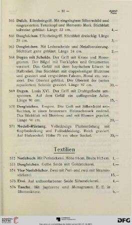 Textilien (Nr. 572-593a)