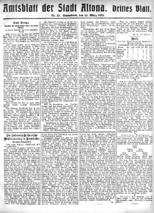 Nummer 13. Drittes Blatt. : Sonnabend, den 28. März 1925