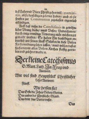 Der kleine Catechismus D. Mart. Luth. In Frag und Antwort.