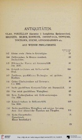 Antiquitäten (Nr. 143-251)
