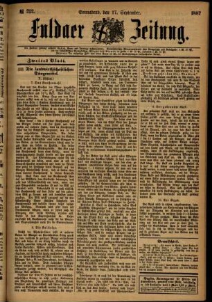 Ausgabe vom Samstag, den 17. September 1887.