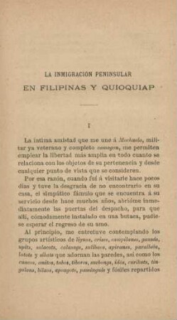 La inmigración peninsular en Filipinas y Quioquiap