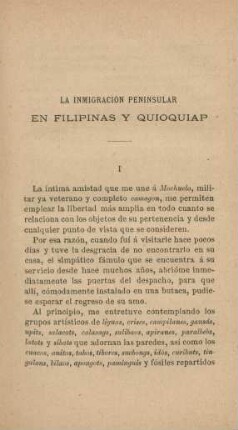 La inmigración peninsular en Filipinas y Quioquiap