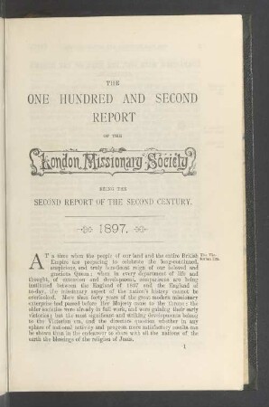 The one hundred and second report of the london missionary society